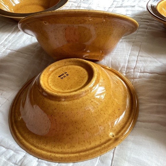 SET OF 6 HOMER LAUGHLIN DECO-STONE HEARTHSIDE RIMMED SOUP/CEREAL BOWLS - Picture 9 of 12